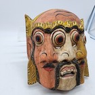 Vintage 8 Inch Wooden Three Face Bali Barong Devil Mask Hand Carved And Painted