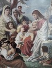 Vintage Jesus Blessing The Children Framed Religious Print     Christian Wall Art