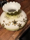 Vintage Milk Glass Shade With Applied 3d Brass Flowers 10 Inch Stunning 