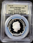 Pop 4 Rare Australia 2013 1oz Silver  1 Kangaroo High Relief Pf70 Pcgs Cleveland