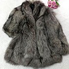 Saga Furs Silver Fox Fur Coat Dark Brown Thick Plush Women s L Size Authentic