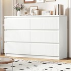 6 Drawer Dresser For Bedroom  Modern Fluted Dresser With Deep Drawers  White