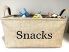 Snack Storage Bin For Pantry - Burlap Storage Basket For Organizing Your 