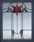 Pretty Floral Midsize Old English Leaded Stained Glass Window 21 1 4  X 26 1 4 