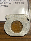 A y p Exposition Encased In 1909 Indian Penny Cent Date Of Expo In Seattle  Wa 