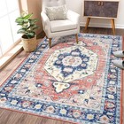  Indoor Soft Floor Cover 6x9 Vintage Medallion Floral Rugs 6 X 9 Ft Orange