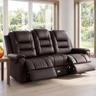 Oversized Pu Leather Massage Recliner Chair 3-seat Sofa Couch W drawer usb Brown