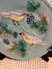 Vintage 1920s Germany Birds And  Berries Majolica Tiffany Blue Plate