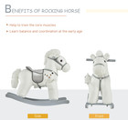 White Plush Rocking Horse With Bear Toy For Kids  Soft   Sound Rocker  Ideal Fo