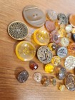 Buttons Lot Of 60  Orange Gold Nuetrals Mixed Various Assorted Vintage   Antique