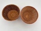 Lot Of 2 Vintage Circular Wicker Baskets