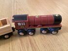 Wooden Train Engine   Cargo Car Lot 6 Pieces Works W Thomas Friends Railway Brio
