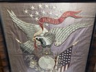 Antique Japanese Silk Embroidery Americana Patriotic Eagle Flag Marine Corp 1900