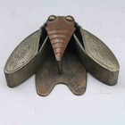 Old Chinese Ancient Collection Museum Hand Carved Bronze Cicada Statue