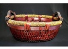 Vintage Chinese Woven Willow Basket With Wood Handles 12 l X 7   w X 5   h Well Kept