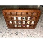 Vintage Thimble Collection Wood Display Case Porcelain 80 s Avon Bundle Lot 14