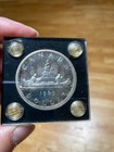 Large Canada Silver Dollar 1965 In Plexiglass Case  Free Shipping