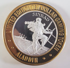  10 Ten Dollar Gaming Token Aladdin Sinbad Casino   999 Silver Las Vegas