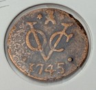 1745 Colonial Dutch Netherlands East Indies Voc Duit Zeeland New York Penny Coin
