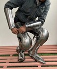 Medieval Steel Warrior Gothic Leg Armor Full Set Knight Greaves Armor Cosplay
