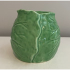 Retro Green Glazed Ceramic Planter- 4  Botanical Mcm Style Catchepot