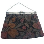 Vintage Floral Bag Tapestry Ornate Hinged Frame Purse Chain Strap