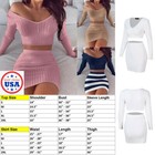 Women Ladies Casual Sexy Bodycon Knit Sweater Slim Mini Dress Skirt Party Club