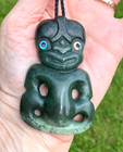 Unique Set Nz Greenstone Arahura Pounamu Jade M  ori Hei Tiki   Kapeu Earrings