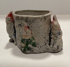 Woodland Gnome Tree Stump Ceramic Planter Mcm Vintage Japan