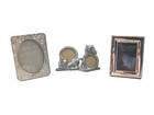 Lot Of 4 Vtg Silver Tone Picture Frames Photo Cats Size Material Vary See Photos