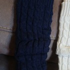 Women s Cable Knit Knee High Footless Leg Warmers Acrylic Navy white One Size