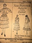 Antique Butterick Spanish Costume Sewing Pattern  2822  Bust Size 36   