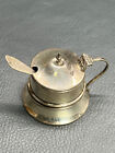 Antique Hallmark Birmingham England Sterling Silver Mustard Pots With Spoon