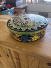 Vintage Embossed Floral Decorative Round Tin Made In England Beautiful      