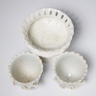 Vtg Blanc De Chine Lotus Blossom White Pedestal Planter Pot Bowl Vase 3pc Lot