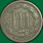 1866 Three Cent Nickel Very Good Vg Coin  Scratched  50384