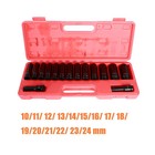 1 2 Inch Drive Deep Impact Socket Set 15pcs 6-point Metric Sizes 10 Mm-24 Mm