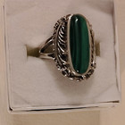 Vintage Sterling Silver 925 Ring Navajo  Native-green Malachite-floral Size 9