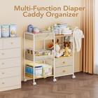 Diaper Caddy Organizer With Hanging Rack - 3 Tier Rolling Baby Storage Cart W   