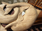 Three Dolphin Pod Playful Hand Carved Wood Wall Hanging Plaque 14 5  See Descrip