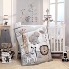 6-piece Crib Bedding Set Gray Beige White Quilt Fitted Sheets Skirt Blanket