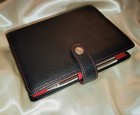 Nwt Coach Vintage Leather  rare  Agenda Planner Address Book Black   Red 3 X 5