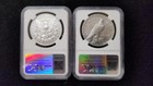 2023 Us Two Coin Morgan And Peace Silver Dollar Set Ngc Ms70 First Day Of Issue