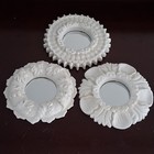 Lot 3 Ornate Mirror White 7  Round Wood Shabby Chic Nautical Coastal Beach Vtg