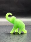 Vintage Jade Green Carved Elephant Miniature Figurine Trunk Up