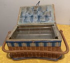 Vintage Woven Retro 1960 s Sewing Basket Wicker Box 7  X 10  X 5 5  Antique