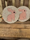     new Beaded Pink Bunny Coaster Set
