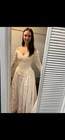 Ivory Lace Ball Gown Wedding Dress Long Sleeve V-neck Train Zipper Sz 8
