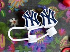 2 Piece New York Baseball Team Silicone Straw Toppers New