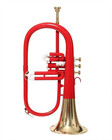 Brass Bb Flugelhorn 3 Valves Bright Red Color  Jazz Band Instrument With Case  